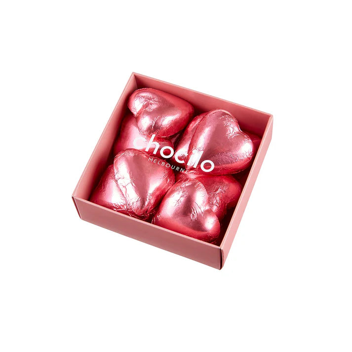 Chocilo - 10 Pack Foiled Hearts in Milk Chocolate Gift Box (PINK) - 80g